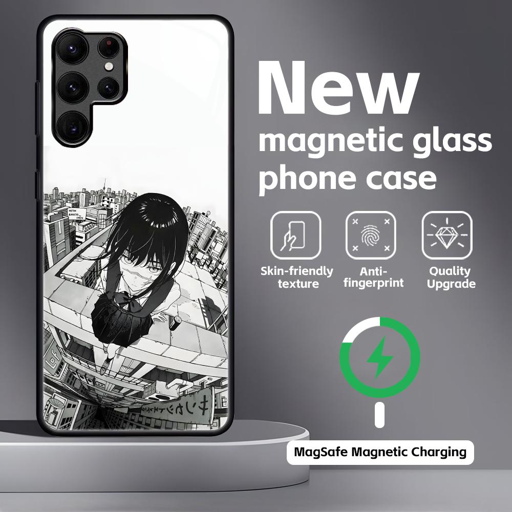 Anime Chainsaw Man  Phone Case For Samsung S25 S24 S23 S22 S21 S20 Plus Ultra Note20 Glass Magnetic Case