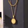 Stainless Steel Sun Heart Pendant Necklace Gold Plated Ladies Choker Jewelry  Wedding