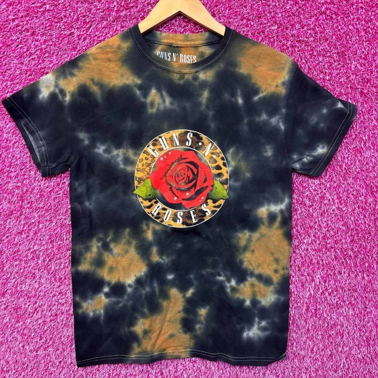 Guns N’ Roses Blossoming Rose Leopard Print Band Logo Heavy Metal Tie Dye S XXXXL