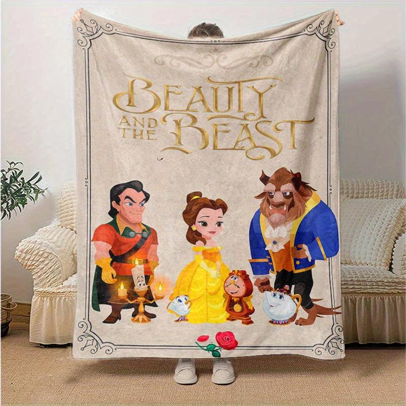 1pc Beauty and the Beast Theme Blanket, Soft Home Office Outdoor Gift for Kids Adults