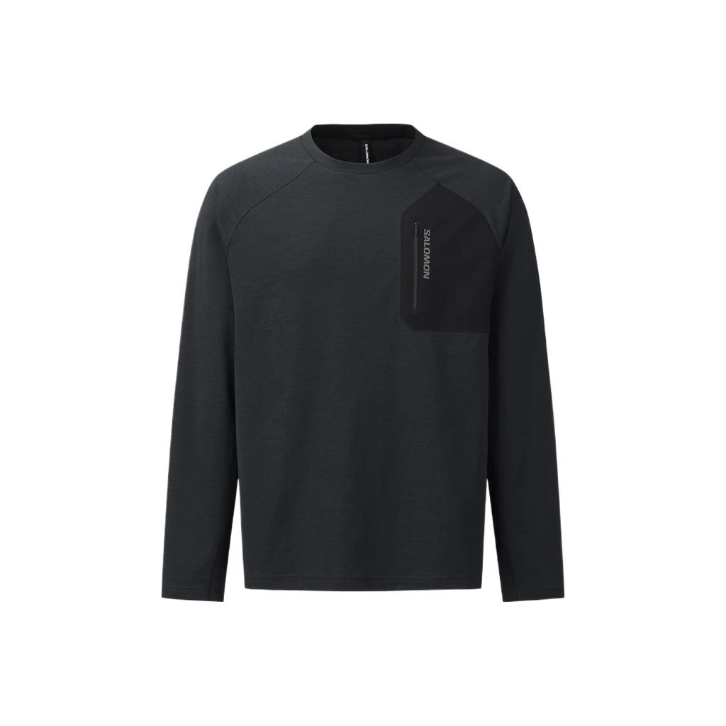 SALOMON Uni FW/AW25 Prime Delta Moisture Wicking Solid Color Crew Neck Long Sleeve T-Shirt Unisex Tops C30082