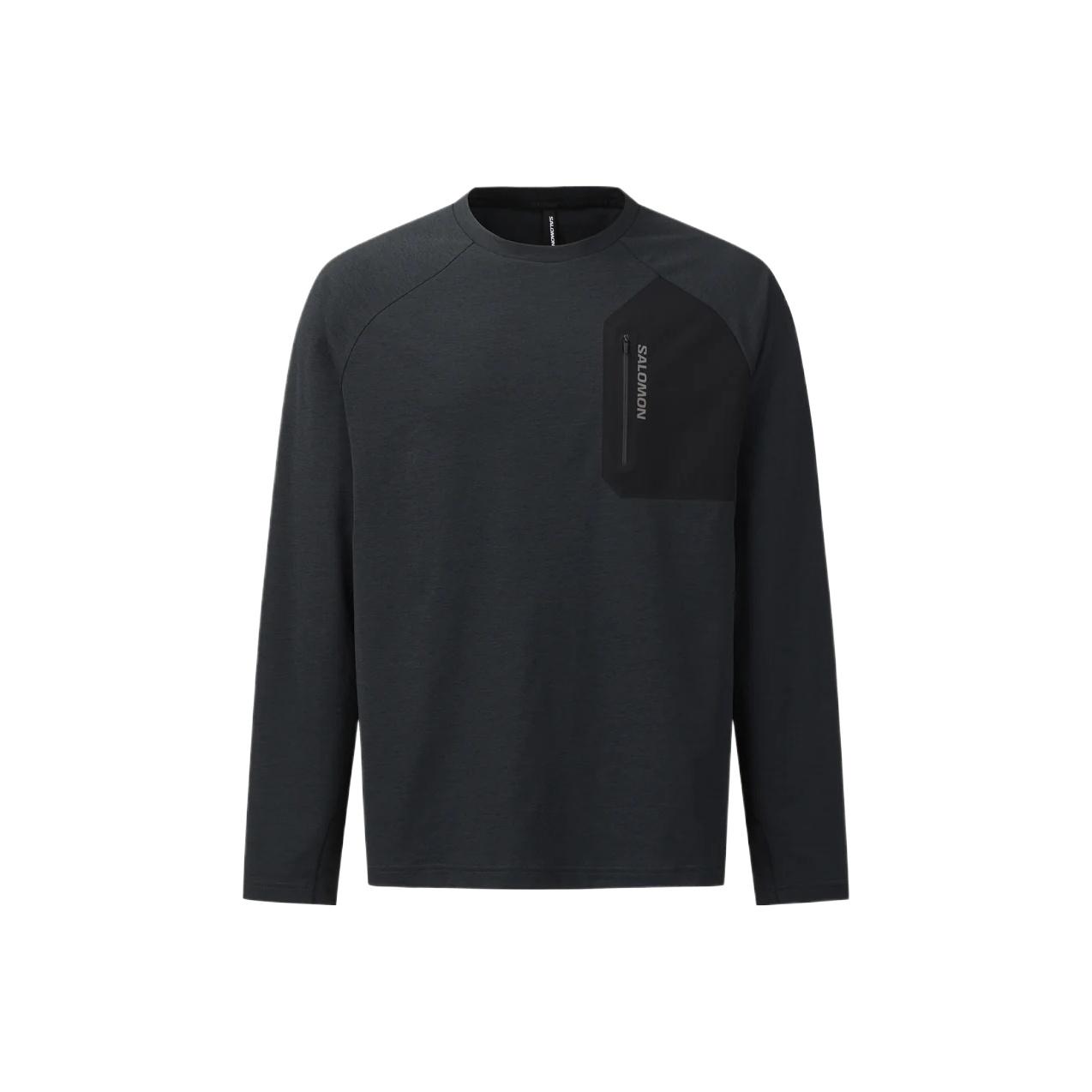 

SALOMON Унисекс футболка с длинным рукавом и круглым вырезом, однотонная, отводящая влагу, Prime Delta FW/AW25, C30082 L