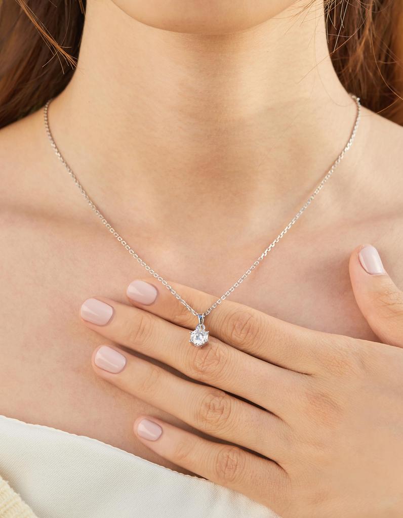 MomentWish Moissanite Necklace for Women, 1 Carat Moissanite, Simple Silver 925 Pendant, Birthday or Anniversary Gift (40cm Long + 5cm Adjuster), Incl