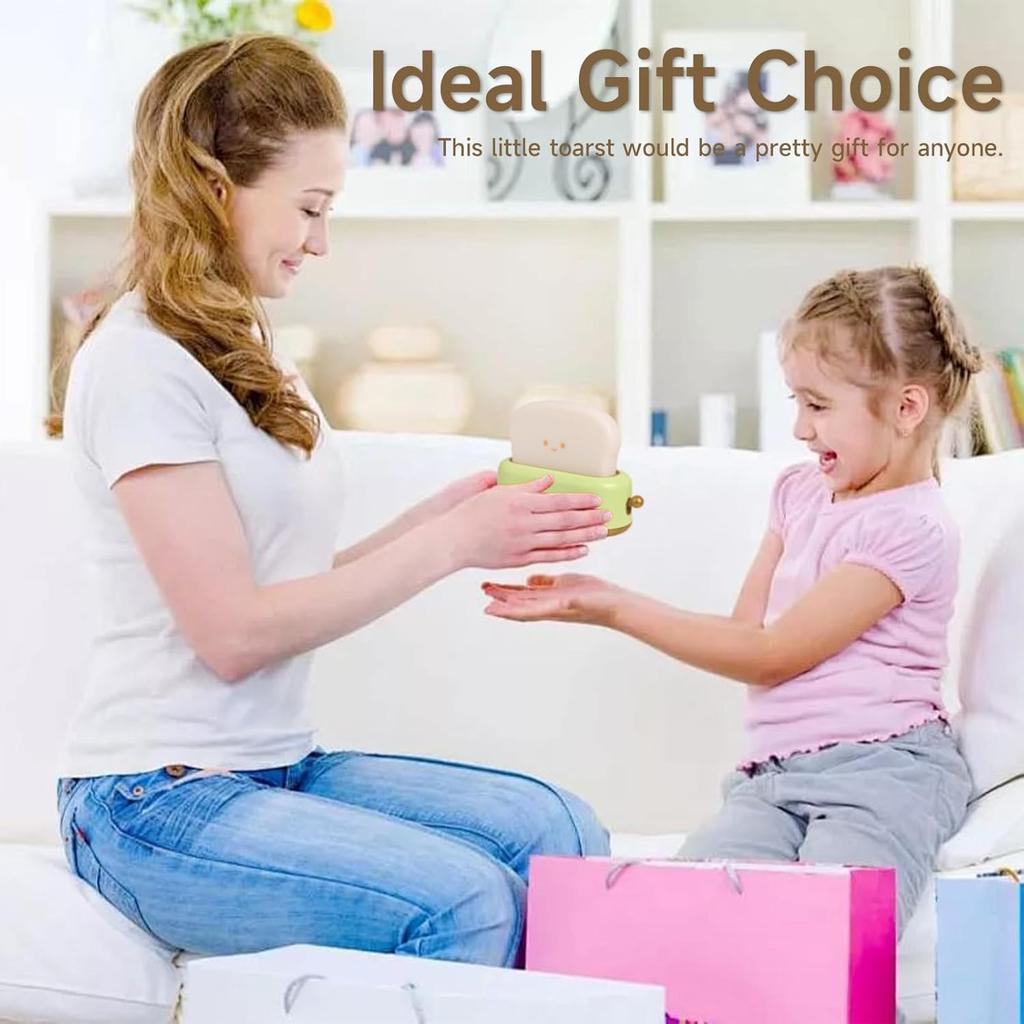 Toast Night Lamp, Toaster Kids Night Light for Bedroom Decoration, Cute Nursery Night Light Rechargeable, LED Night Light with Timer and Brightness