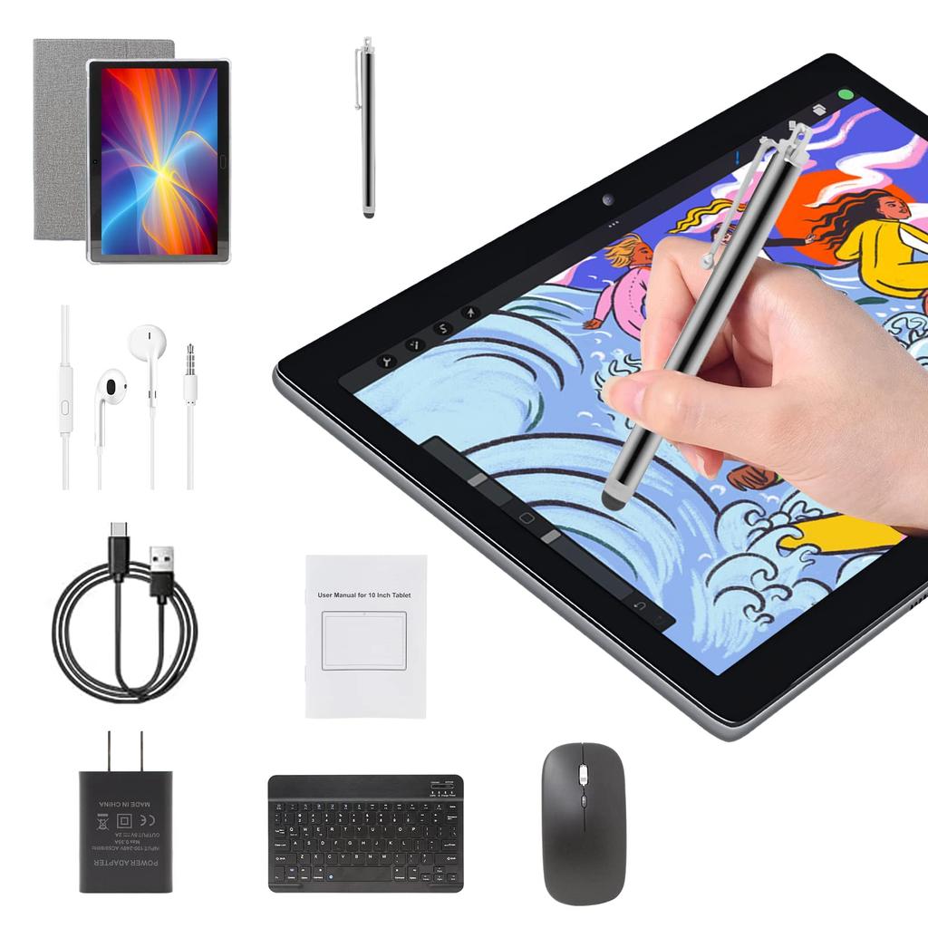 2025 NEW Android Android Tablet GHz Gaming Tablet with 6GB 8MP GMS 2 In 1 Tablet Computer with Case Tablet, 10-inch Wi-Fi Model, PC, 2.0 CPU,