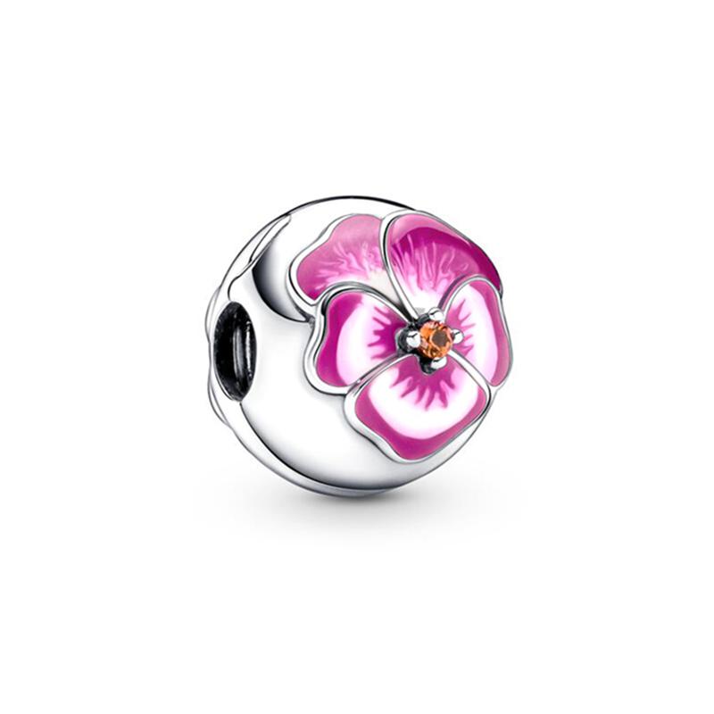 2025 Sparking Flower Clip Charm Beads Dangle Snake Fit Original Silver Bracelet Necklace Beads For Diy Jewelry Women Gift