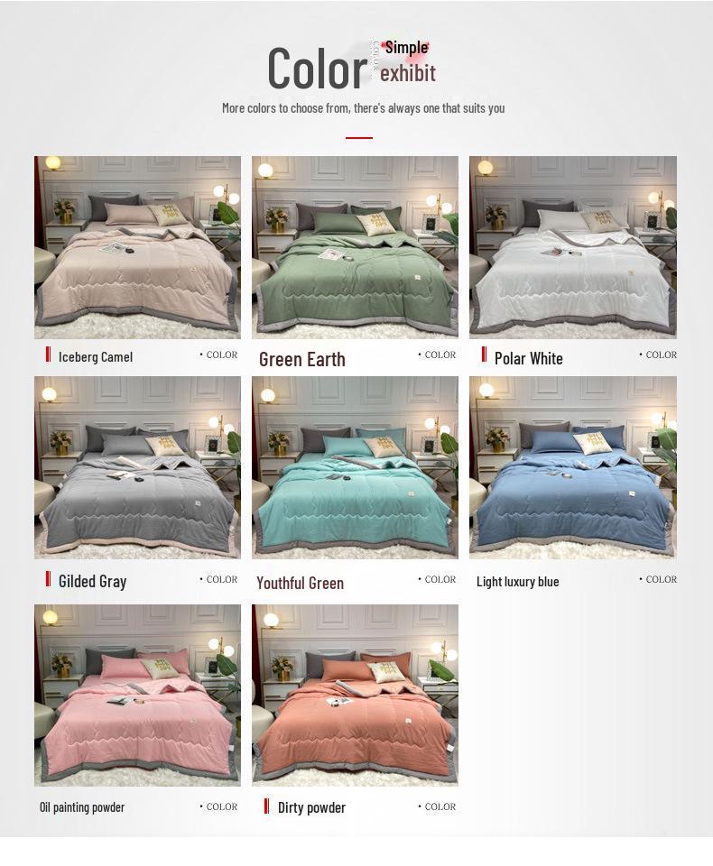 Solid Color Washed Cotton Skin-Friendly Machine Washable Summer Quilt for Air Conditioned Rooms – Thin, Single & Double Sizes