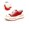Inner first layer sheepskin canvas shoes 2025 autumn new women's heightening platform shoes women's casual versatile shoes children