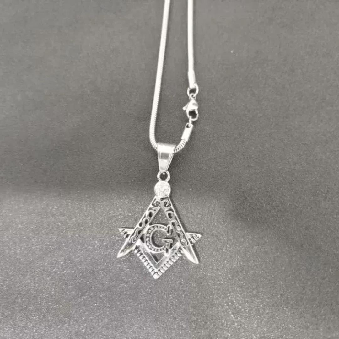 Masonic Necklace for Men Gold Silver Plated Mason Energy Freemason Pendant Stainless Steel Amulet Religious Gothic Punk Jewelry