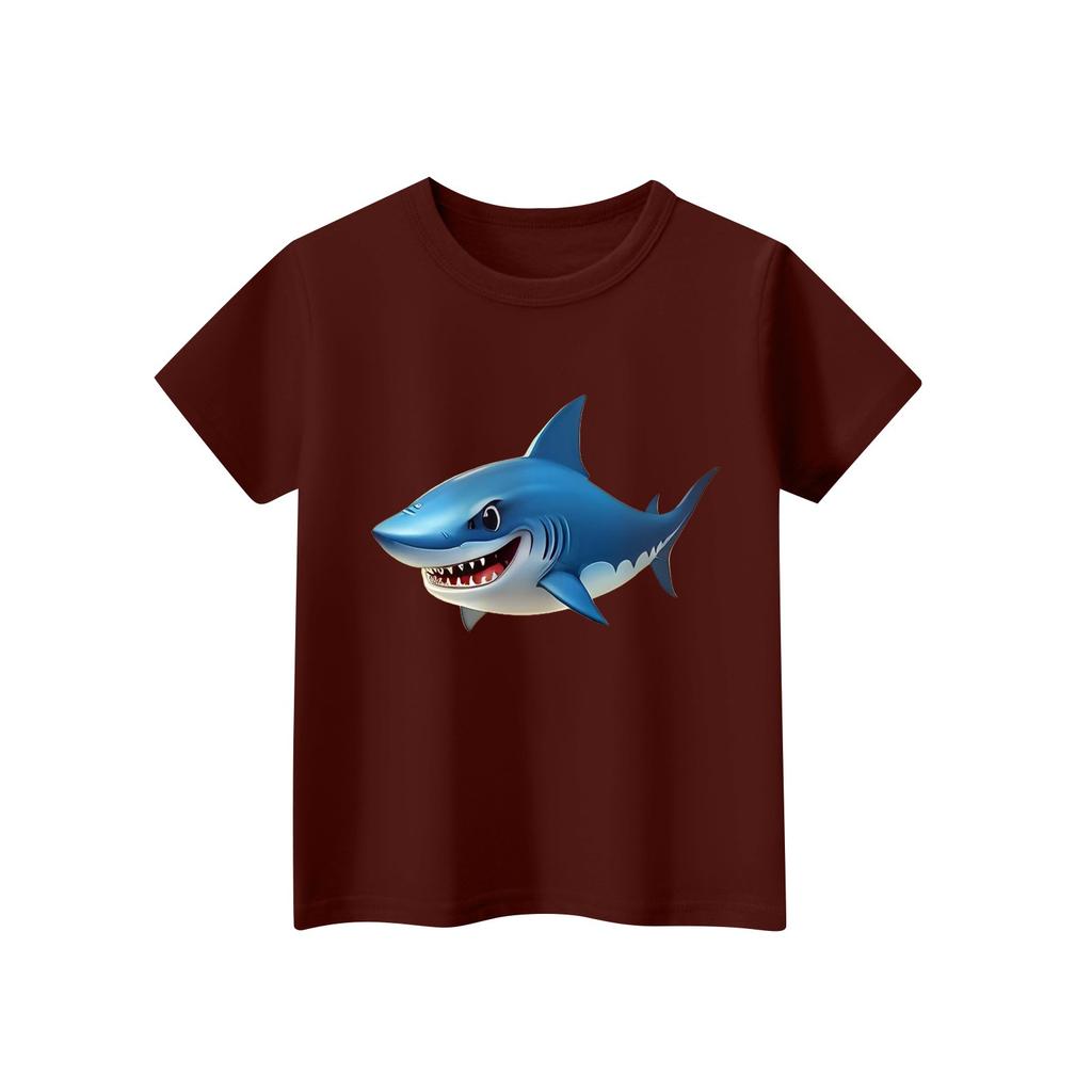 Dziecięcy T-shirt z krótkim rękawem i okrągłym dekoltem, z nadrukiem zwierzęcym, codzienny