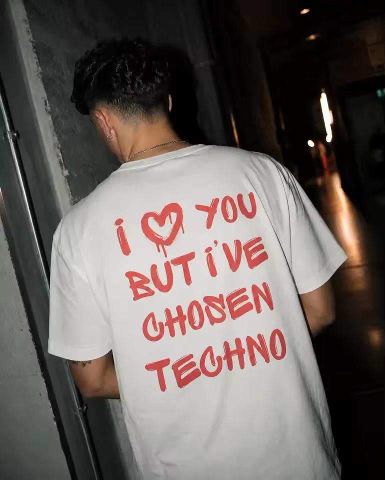 Techno T-shirt Techno Lover T Shirt with Back Print Organic Print Streetwear Also in Oversized Festivals & Raves Tops Unisex