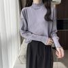 Holzohrkante Halbrollkragen Strickoberteil einfarbig Damen Herbst und Winter Innenpullover Langarm Freizeit Vielseitig