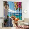 2pcs   2D FLAT PRINTING Curtains (Without Rod) Seaside Bloom(2) Modern Window Curtain Yarn Curtains Decorations Inside Perfect
