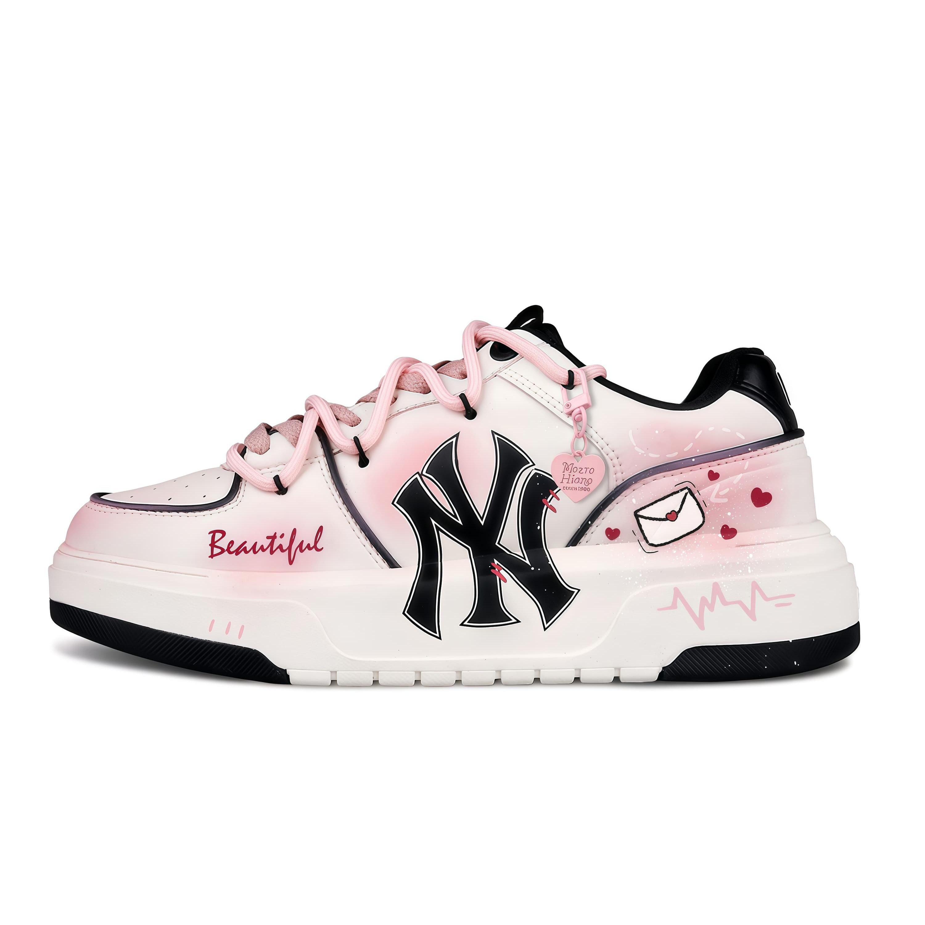 

MLB Chunky Liner Sweetheart Messenger Height Increasing Low top Skateboard Shoes Unisex White Pink 3ASXCA12N-50WHS(Team1603-) 39
