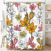 Decorative Flower Shower Curtain with Black Hooks Multicolor Pattern for Bathroom Decoration