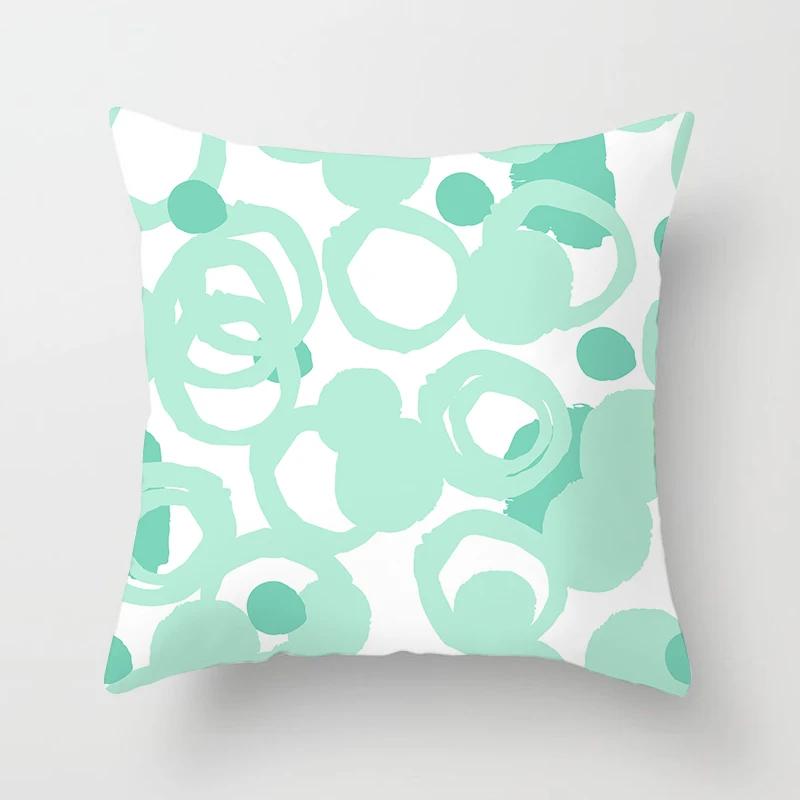 Mint Geometric Cushion Cover Polyester 45X45CM Pillowcase Home Decorative Throw Pillow Covers