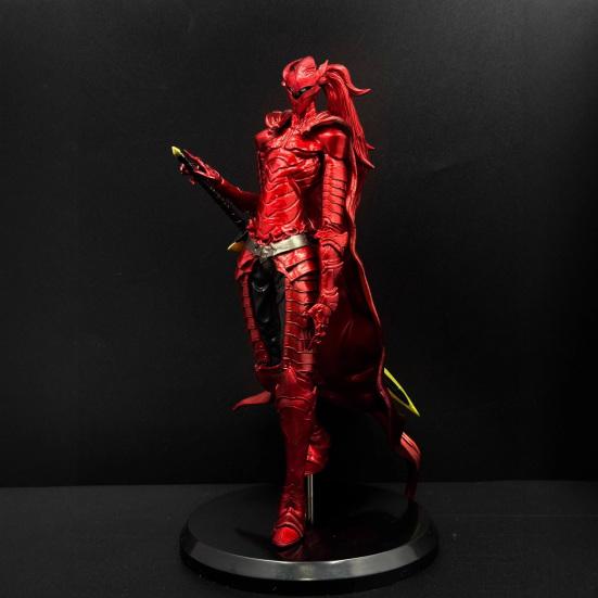 Cartoon-Ritterfigur mit rundem Sockel PVC Langschwert Roter Dunkler Ritter Modell Figur Schreibtischdekoration Ornament Sammlerstück Geschenk