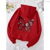 Fashion Creative Butterfly Splicing Flower Pattern Hooded Sweatshirt Women Winter Harajuku Street Hoodie Winter Clothes Women
