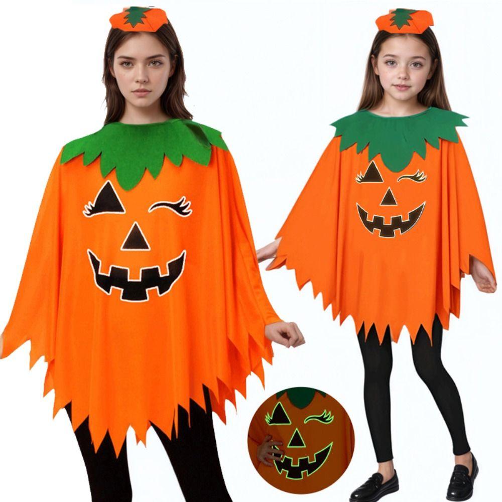 Witch Costume Noctilucent Pumpkin Cloak With Headband Party Masquerade Cloth  Adult Costume