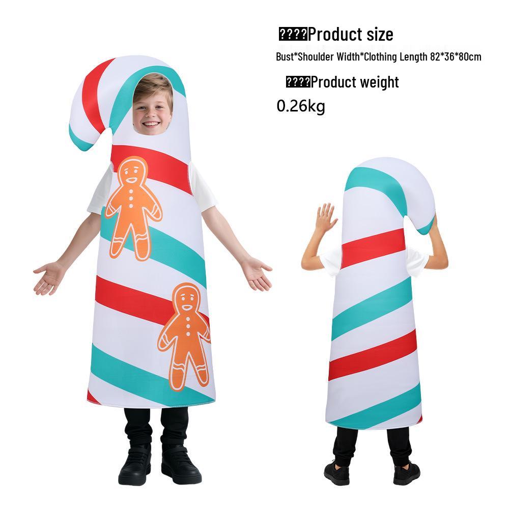 Kids Santa Claus Christmas Costume with Candy Cane Gift Box - Perfect for Parties and Performances