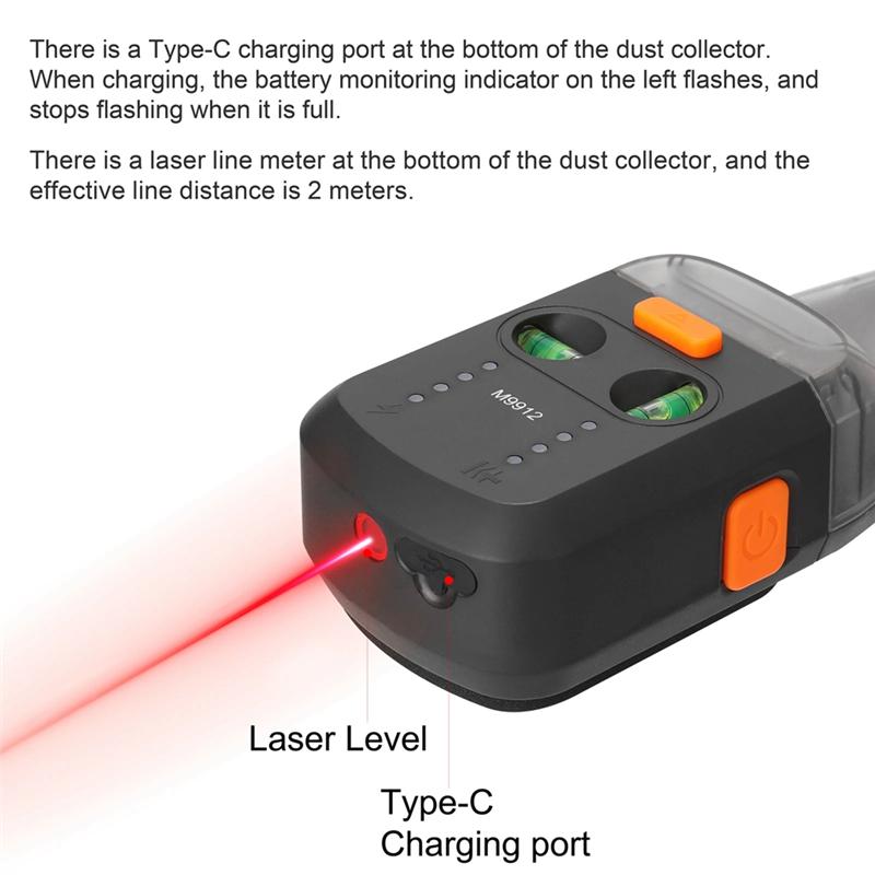

A25F-Laser Level Electric Drilling Dust Collector 2 In 1 Household Wall Electric Suction Vacuum Tools чёрный