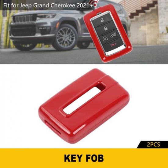 Red Key Fob Cover Case Shell Skin Decoration Trim for Jeep Grand Cherokee +