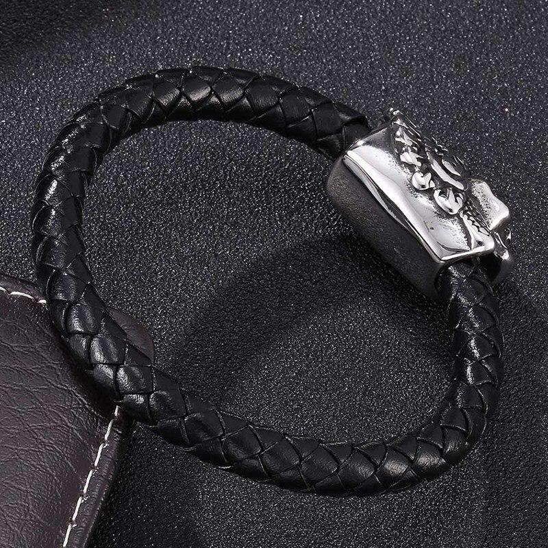 Punk Bracelet Men Skull Bracelet Genuine Leather Bracelet & Bangle Rock Jewelry Gift