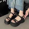 Fashion Roman Sandals Women's 2025 New Summer Thick Bottom Cross Strap Platform Sandal Casual High Heels Solid Heeled Sandals for Women