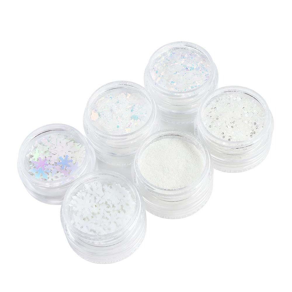 6Pcs/set Xmas Nail Accessories Christmas Nail Sequins Christmas Nail Woolen Powder  Party