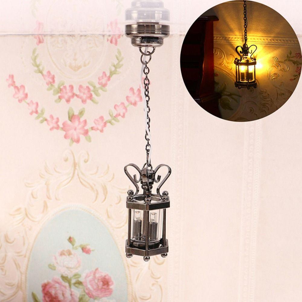 Mini Dollhouse Colored Glass Lamp 1:12 Home Table Lamp Model Lighting Model Doll House Accessories