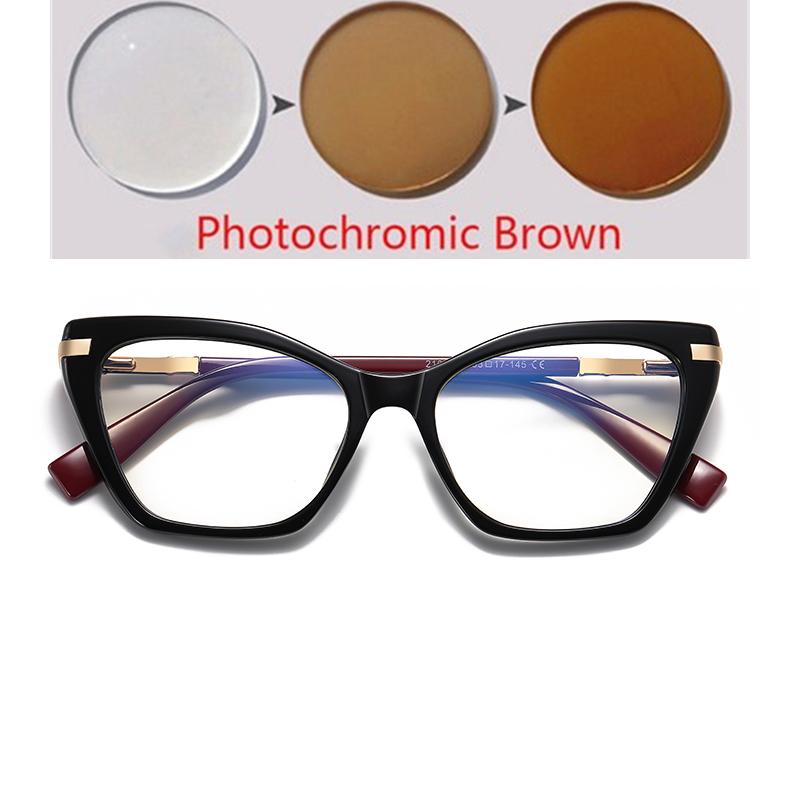 Blue Light Blocking Cat Eye Nearsighted Glasses For Women Spring Hinge TR90 Prescription Spectacles Diopter 0 -0.5 -0.75 To -6.0