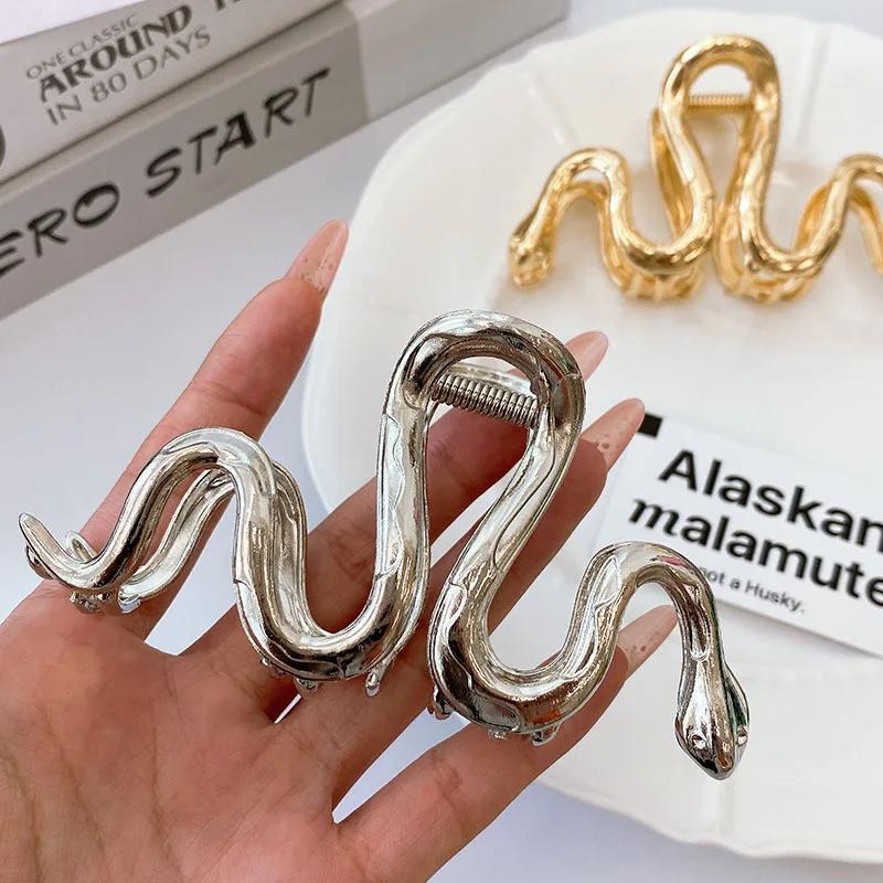 Fashion Metal Snake Hair Crab Hair Clip Girls Silver Gold Color Shark Clip Hairpins Hair Accessories for Women Summer Jewelry