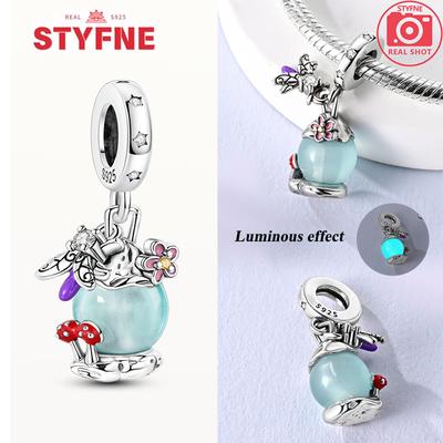 Genuine Charm Copper Firefly Luminous Oil Lamp Pendant Fits Charm Plata Bracelet For Women Jewellery Crafting Beautiful Gift