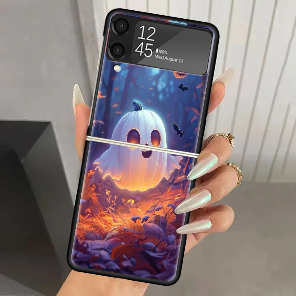 Cute Halloween Ghost Hard PC Back Phone Case for Samsung Galaxy ZFlip 7 6 5 Z Flip 4 ZFlip6 Z Flip7 5G ZFlip4 Flip3 Zflip5 Cover