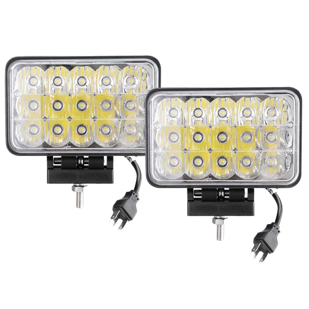 Lightronic Trailer Work 45W 6000K White Motorcycle Auxiliary Fishing Car Exterior Light with H4 IP68 Suitable for Farm and Camping 2-Pack Lights,