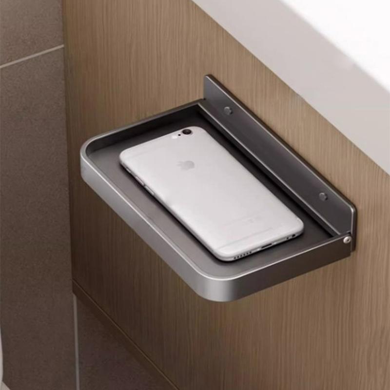 Bathroom Mobile Phone Holder Toilet Foldable Tray Punch-free Wall-mounted Storage Rack Bedside Dormitory Shelf