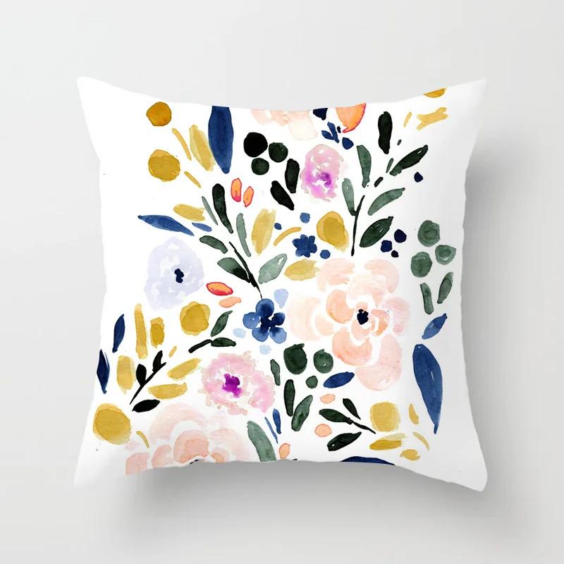 Kissenbezug Heimdeko Sofa Rote Blume Quadratische Dekoration