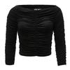 Women's Slim Fit Ruched Square Neck T-Shirt