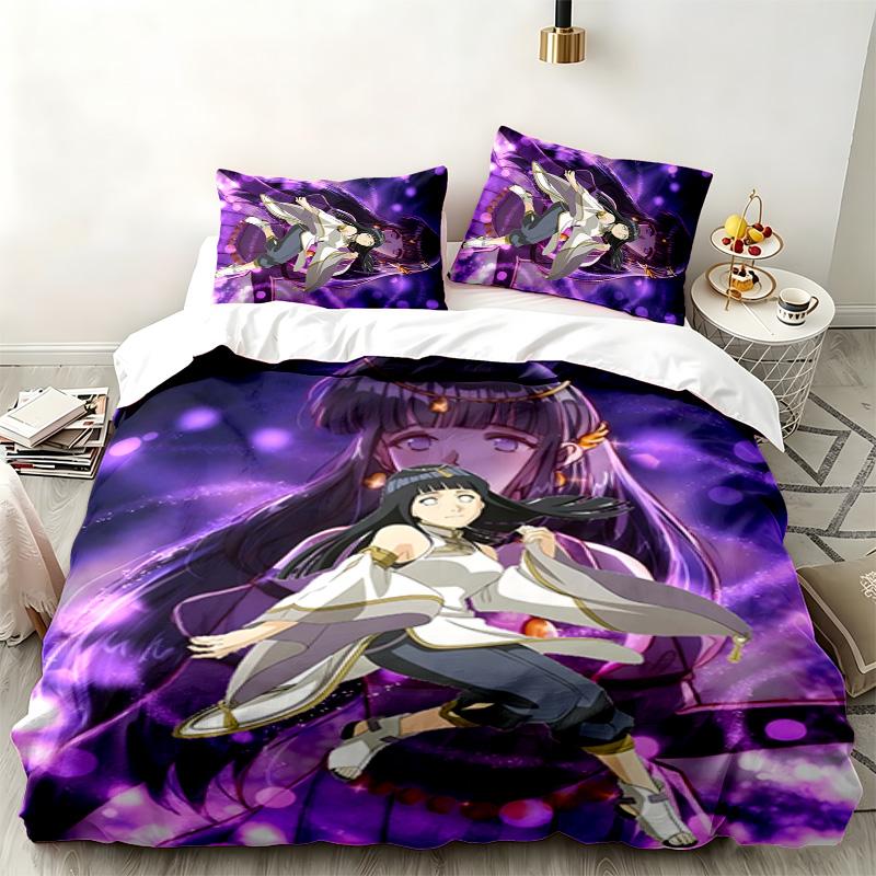 Hyuga Hinata 3pc Set Perfect for Bedroom Use Comfortable Bedding Set Includes a Duvet Cover and Two Pillowcases Ideal Birthday or Christmas Gift