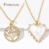 Inlay Zircon Christmas Tree Pendants Necklace Female 18K Gold Plated Heart Charms Jewelry Necklaces for Women New Year's Gifts