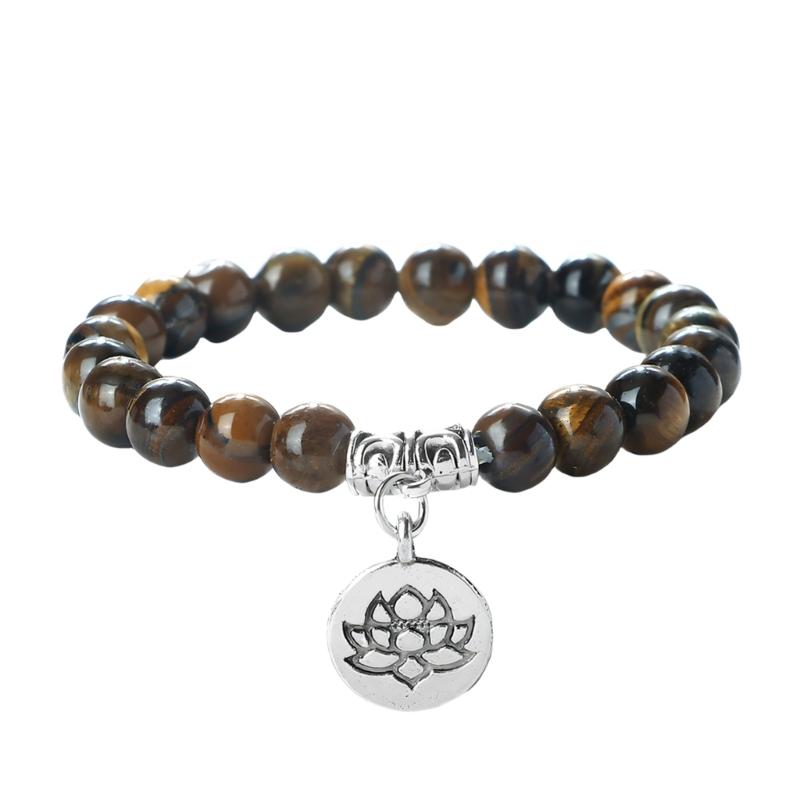 Stylish Adjustable Elastic Buddhas Bead Bracelet with Lotuses Charm Stretch Wristchain Accessories For Women Men
