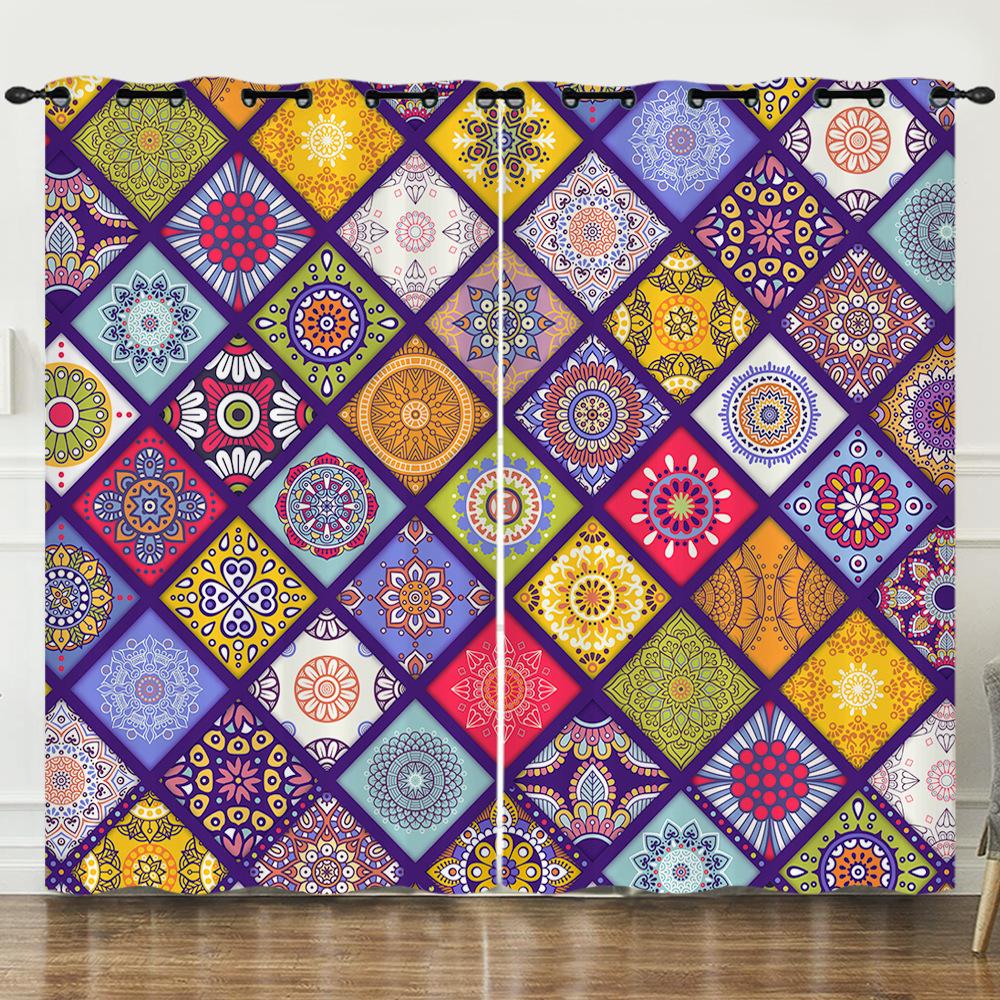 Vorhang Ethnischer Stil 3D Digitaldruck Verdunkelungsvorhang Ösen