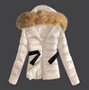Women's Winter New Fashion Casual Slim Cotton Jacket Faux Fur Collar and Hooded Hooded Warm Jacket Coat Pu Leather Zipper