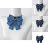 Denim Bow Tie Brooch For Professional Attire Unisex Vintage French Style Collar Accessory