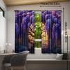 2pcs, Beautiful Stained Glass Wisteria Flower Curtain for Home Decor, Perfect for Bedroom, Office, Kitchen, Living Room, and Study, Rod Pocket Window