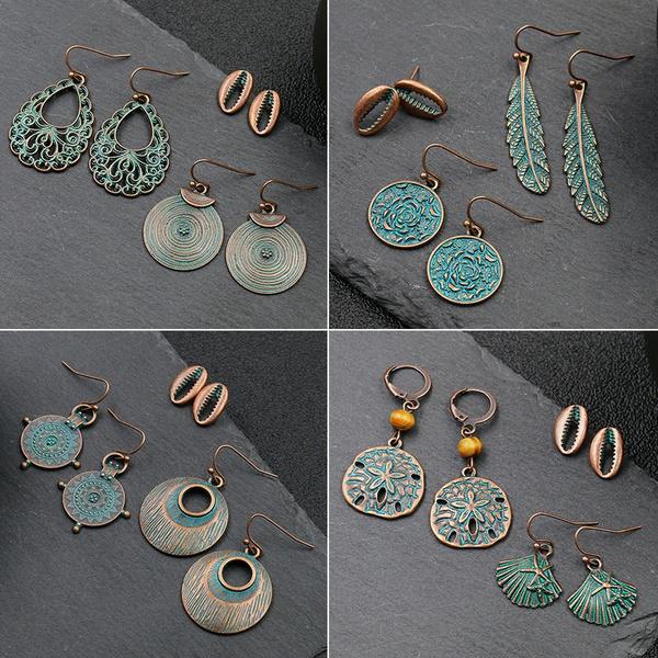 3 пари/комплект. Модні вінтажні антикварні сережки. Набір круглих ...