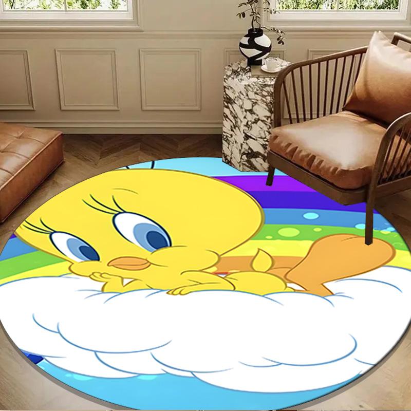 Yellow Bird Round Rug for Livingroom,Bedroom, Palyroom, Chair Rug, Area rug, Circle Carpet, Large Size Fan Christmas gift