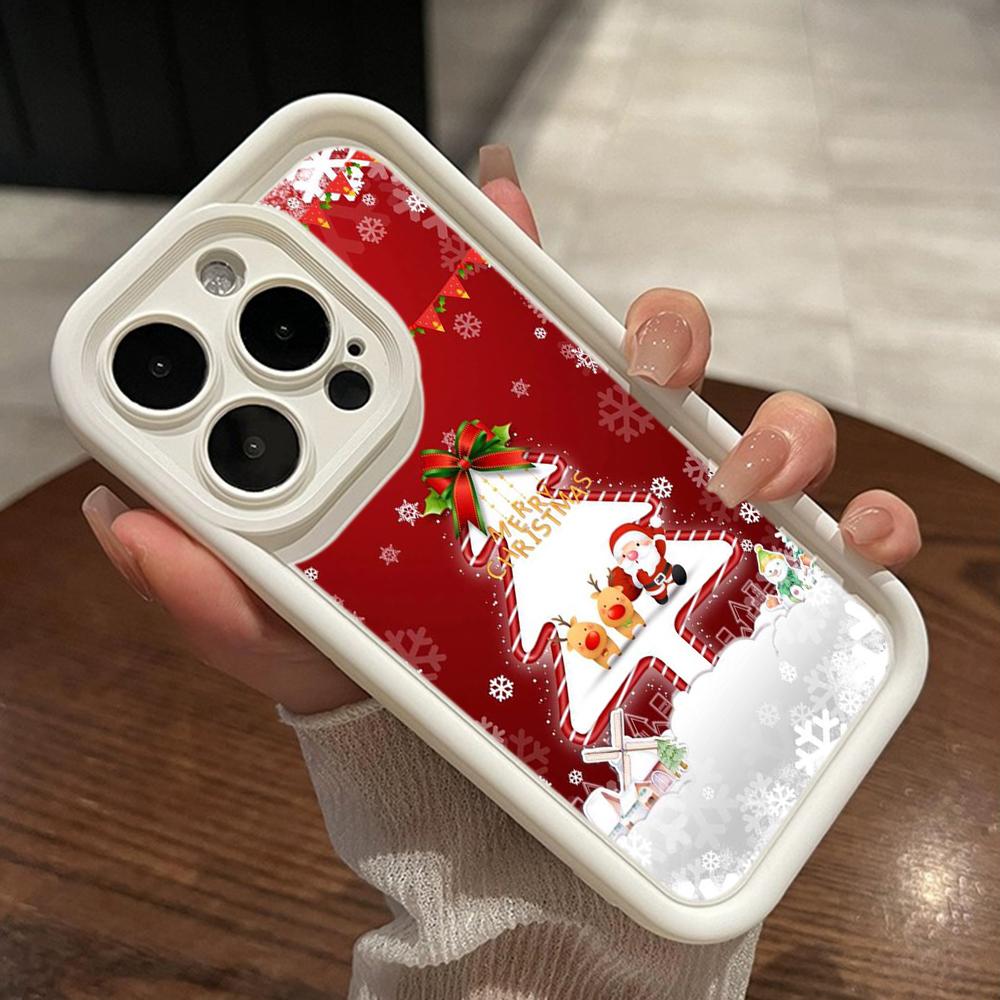 Ae114 Merry Christmas Christmas Tree Art Phone Cases for iPhone 16 14 13 11 Pro Max 15 7 8 6s Plus 12 Mini XR XS Max Angel Eye Ladder Protective Cover