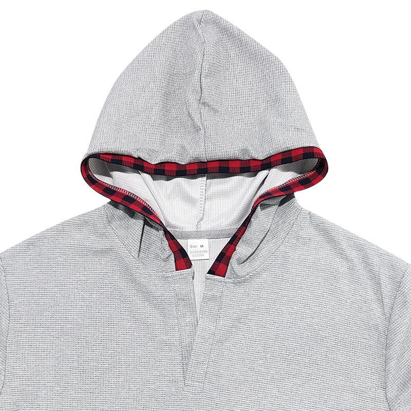 Men's Cross-border Casual Sports Hoodie - Waffle Knit, Long Sleeve, Plus Size for Autumn/Winter