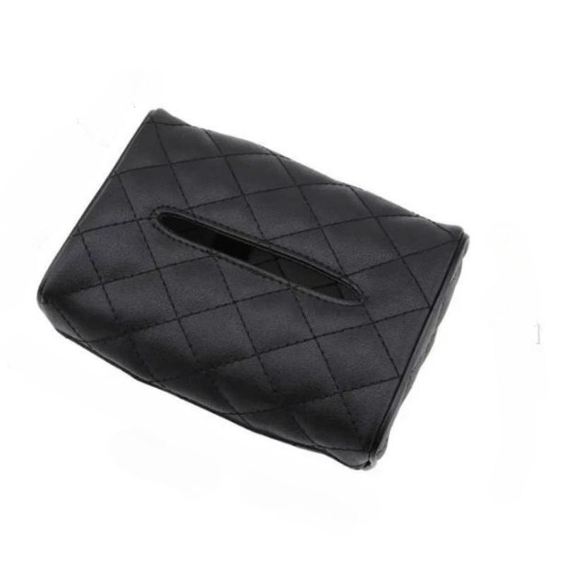 Solid Color Checkered Leather Wear-Resistant Tissue Box Car Seat Back Sunshade Hanging Tissue-Bag Buckle Strap Easy Installation
